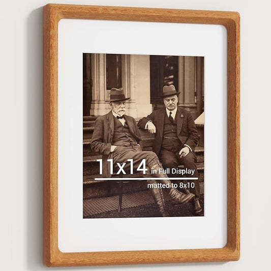 Heimlove 11x14 Picture Frames Natural Teak,Original Wood Hand Make Crafted Diploma Frame with Mat to 8x10 Graduation Picture Display,Family Picture,Wedding Picture,Photo,Certificate Wall Mounted