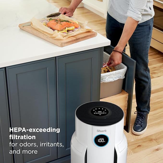 Shark Air Purifier for Home, NeverChange, for Large Room, HEPA-Exceeding Filter, Captures Pollutants, Pet Dander, Dust, Odor, Smoke, and More, Odor Neutralizer, HP152, Charcoal