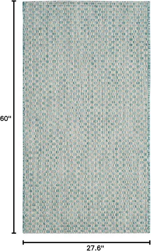 SAFAVIEH Washable Rug Outdoor Courtyard Collection - 2'3" x 5', Light Blue & Light Grey, Non-Shedding & Easy Cleaning, Ideal for Patio, Front Door, Entryway, Mudroom, Doormat (CY8653-37121)