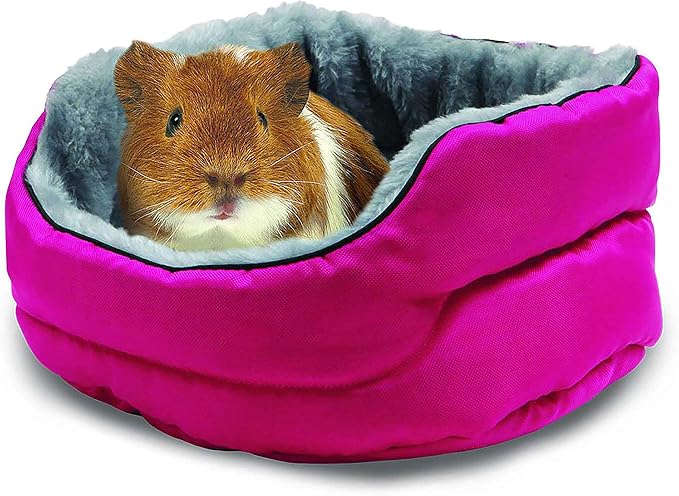Kaytee Super Sleeper Cuddle-E-Cup Bed for Guinea Pigs, Chinchilla | Cozy cage comfort. Small animal bed with padded faux fur. Machine washable, cage straps, padded floor