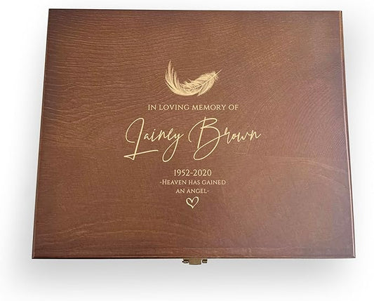 In Memory Loss Box | Personalized Remembrance Keepsake | Wooden Engraved Box | Keepsake Storage for Special Memories