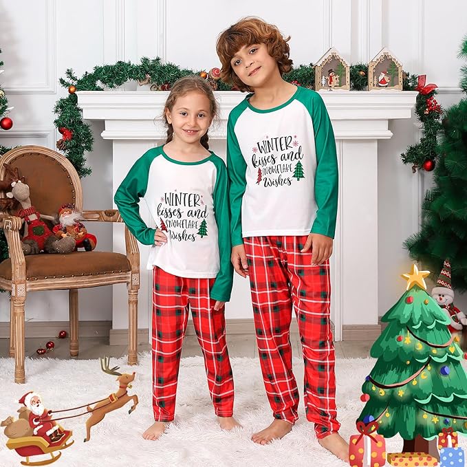 Matching Family Christmas Pajamas Sets, Holiday PJs with Top and Pants, Cute 2 Piece Sleepwear for Couples/Women/Men