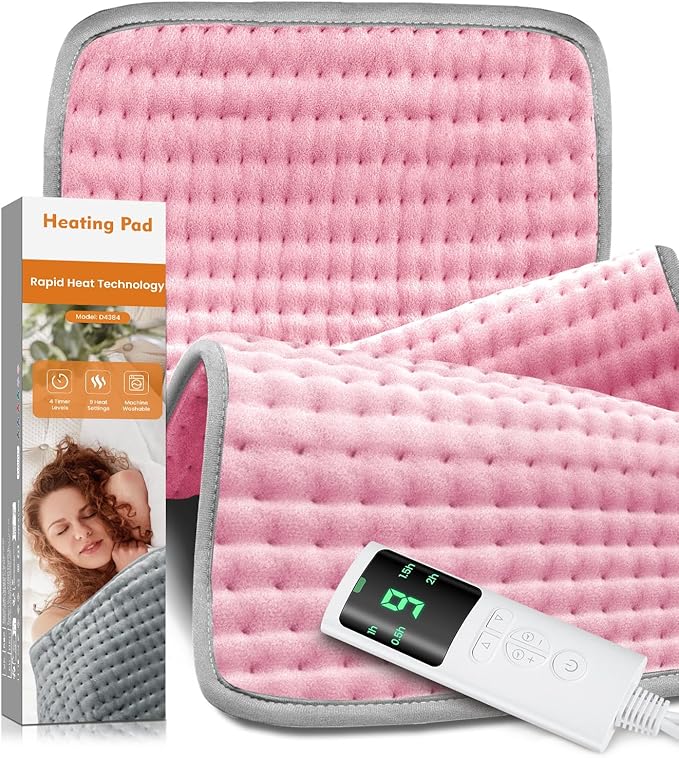17''×34'' Heating Pad for Back Pain, Electric Heating Pad with 9 Heat Settings & 4 Timers Auto Shut Off, Extra Large Heating Pad for Period Cramps & Sore Muscles, Machine Washable, Dry & Moist Heat,