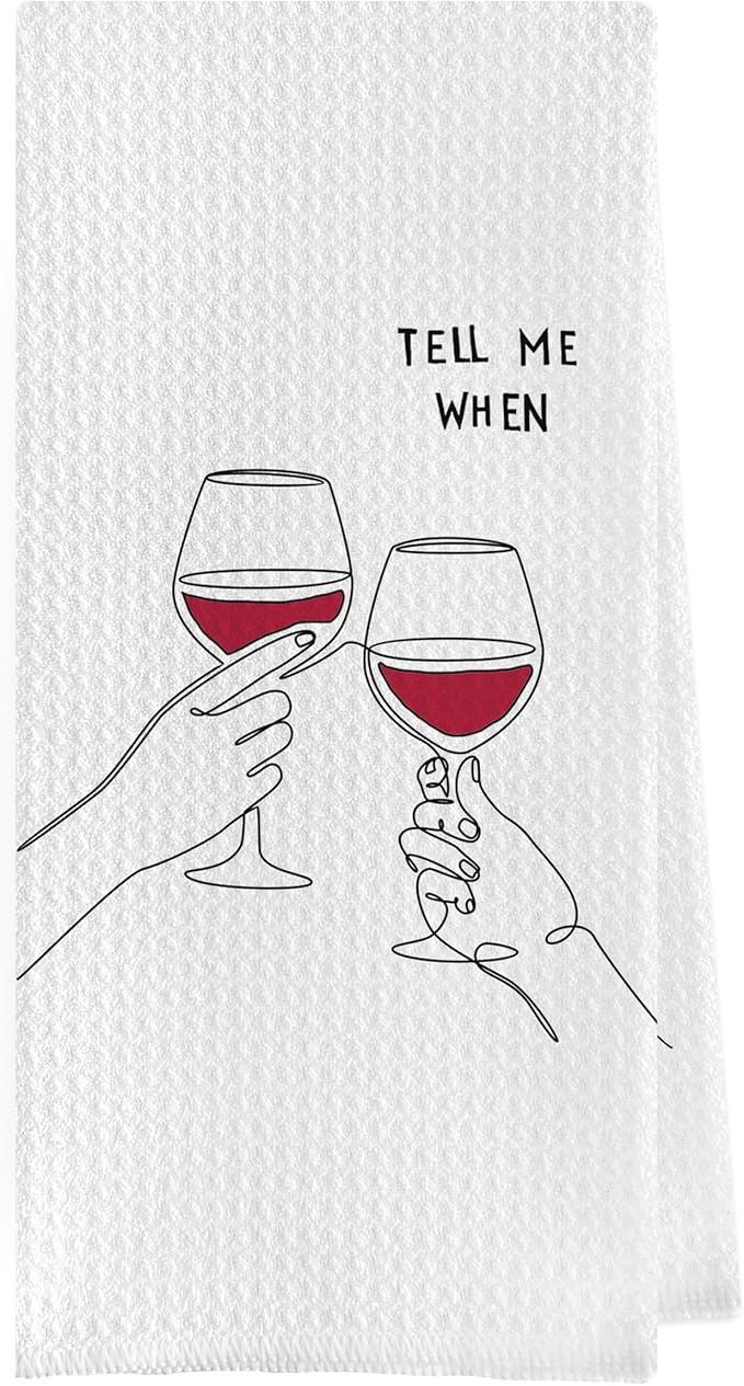 Gqtt Wine Lovers Dish Towel - Funny Decorative Waffle Weave Kitchen Towels, Tea Hand Towel, Housewarming Gift (16×24 Inches)