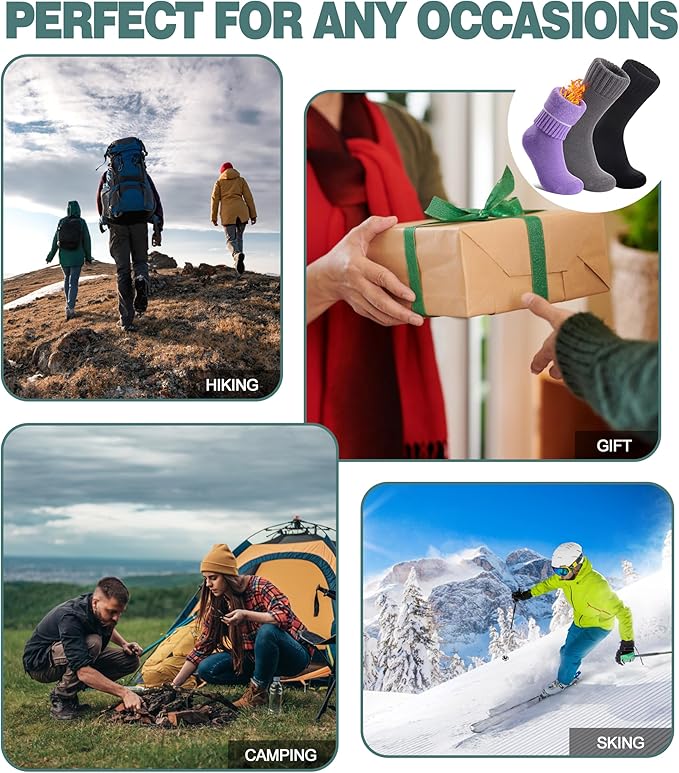 LANLEO Women Men Thermal Socks Warm Winter Extra Thick Insulated Heated Ski Crew Boot Socks for Cold Weather
