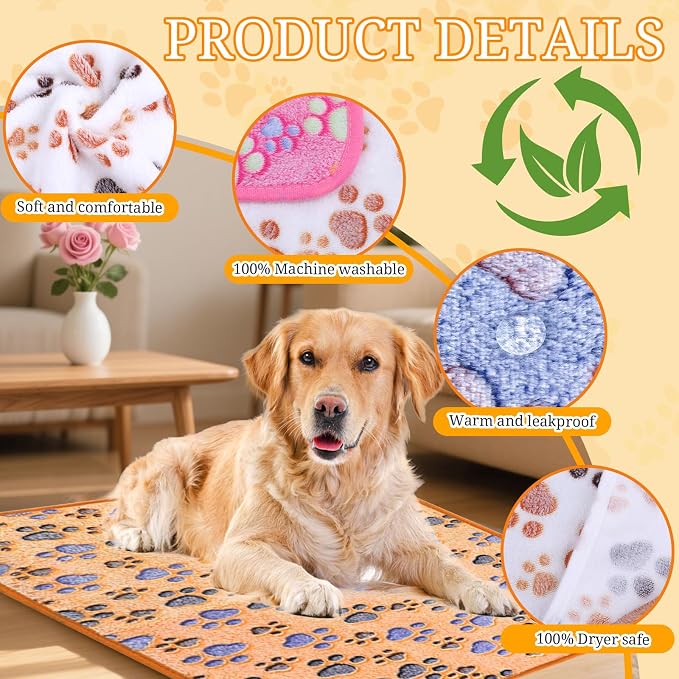 4 Pcs Washable Guinea Pig Bedding Absorbent Small Animal Cage Liners Reusable Guinea Pig Fleece Blankets Waterproof Pet Pee Pad Sleep Mat Pad Cover for Rabbit Ferret Chinchilla Hamster (24 x 35 Inch)
