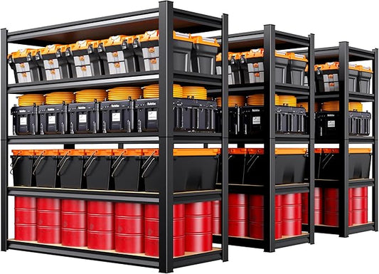 Set of 3 Garage Shelving Heavy Duty, 5-Tier Storage Shelves, Home Storage Rack, Utility Metal Shelf, Adjustable Shelving Unit, for Dorm, Basement, Kitchen,17.7" D x 45.6" W x 71.2" H, Black