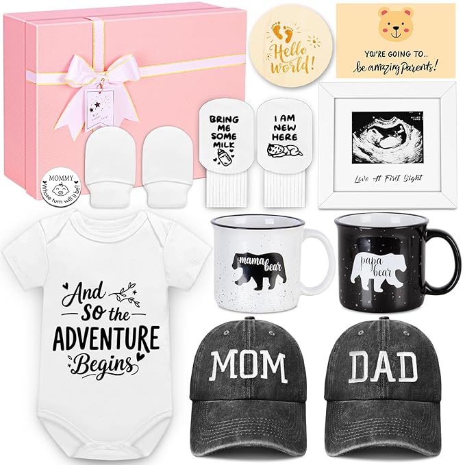 New Parents Gifts for Couples, First Time New Mom and Dad to Be Gifts Expecting Parents, Gender Reveal & Baby Shower Gifts for Parent to be, Baby Gift Basket 2025, Pregnancy Announcement, Girls, Boys