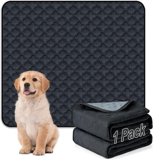 FunFurry Washable Pee Pads for Dogs - 1 Pack Reusable Pee Pads，Waterproof Puppy Pads，Pet Training Pads，Super Absorbent with Dog Paw Shape Non-Slip Backing (Dark Grey, 72" X 72" - 1 Pack)