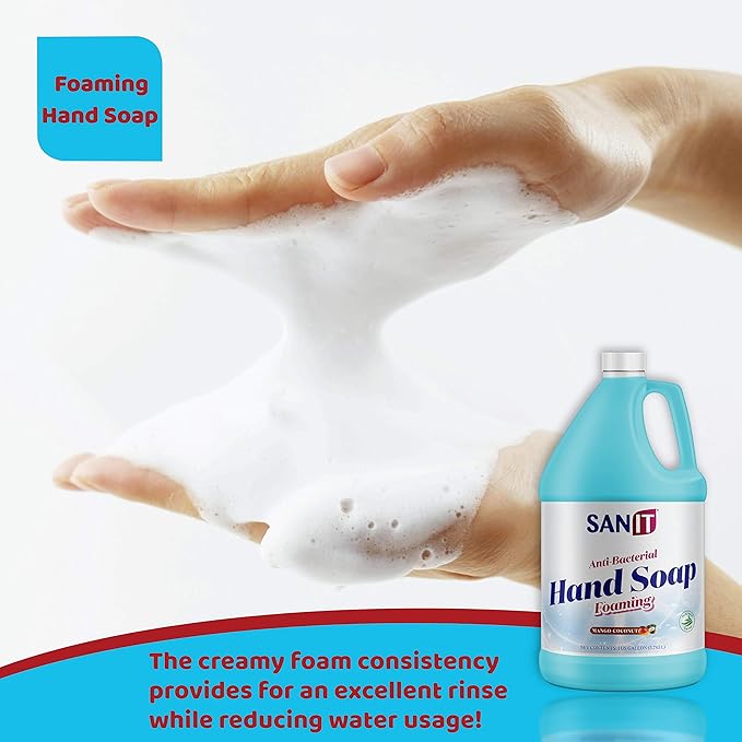 Sanit Antibacterial Foaming Hand Soap Refill - Advanced Formula with Aloe Vera and Moisturizers - All-Natural Moisturizing Hand Wash - Made in USA, Mango Coconut, 1 Gallon