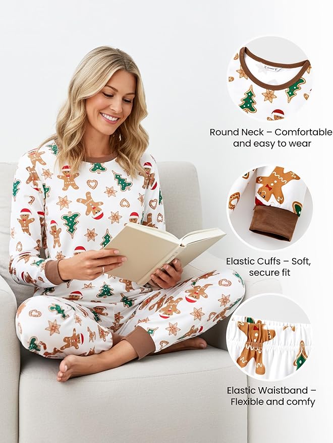 PATPAT Christmas Family Matching Pajama Sets Includes Christmas Socks - Perfect for Family Photos & Holiday Celebrations