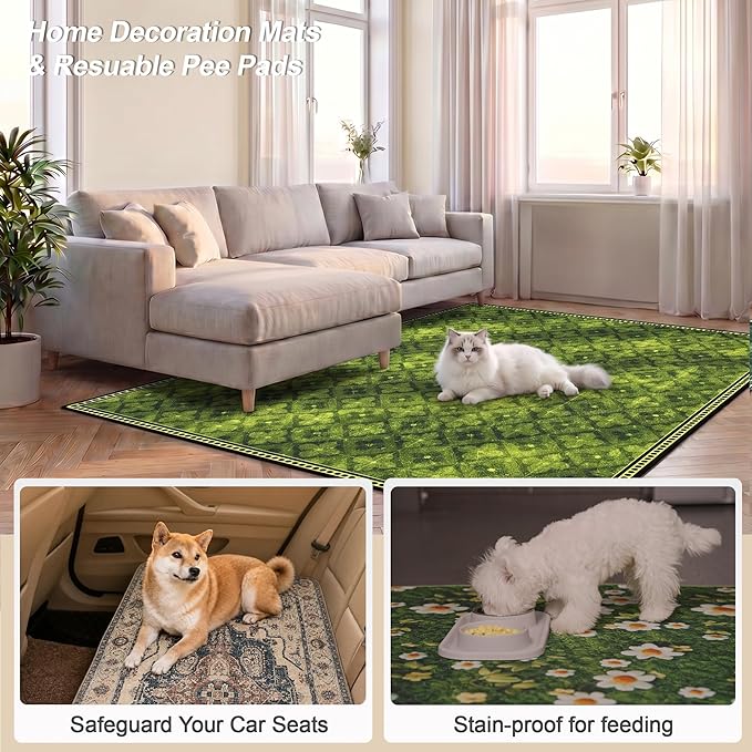Washable Pee Pads for Dogs, Reusable Puppy Potty Training Pads, Ultra-Absorbent Thick Waterproof Leak-Proof Non-Slip Pads & Mat for Crate, Playpen, Floor, Whelping & Housebreaking , 1 Pack 72"x72"