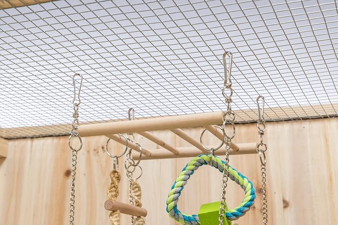 Trixie Small Animal Suspension Bridge, Hanging Cage Accessory with Hammock and Climbing Toys - Ladder and Ring, Ideal for Rats, Ferrets, Guinea Pigs, Mice