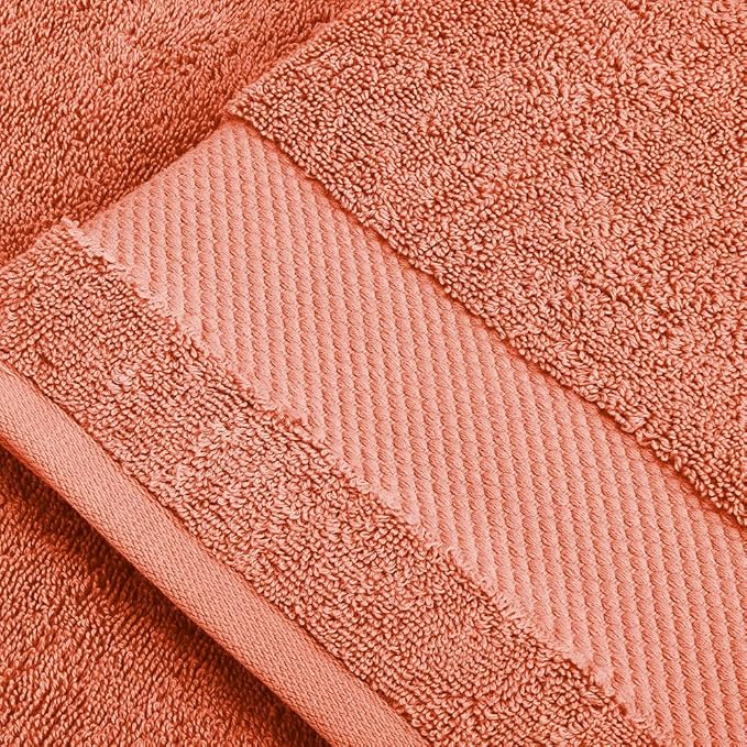 BIOWEAVES 100% Organic Cotton 700 GSM Plush Premium Washcloths 13" x 13" GOTS Certified, Face Towels Perfect for Home & Bathroom - Burnt Orange, Pack of 12
