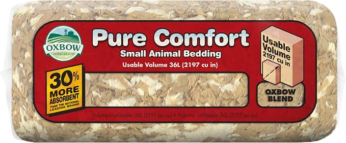 Oxbow Small Animal Bedding, Hamster, Guinea Pig, Rabbit, Blend, USA, 36 L | Pure Comfort, Hamster Bedding, Guinea Pig Bedding, Low Dust, Virgin Paper, Litter Box, Bunny, Rats, Gerbils, Chinchillas