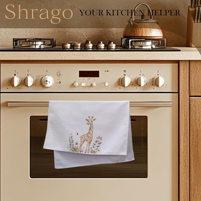 Giraffe Nursery Decor Kitchen Towels, Giraffe Gifts for Women Kids Dish Tea Towels for Kitchen, Animal Lover Gifts Decorative Hand Towel for Kids Bathroom Decor, 16x24 Inch