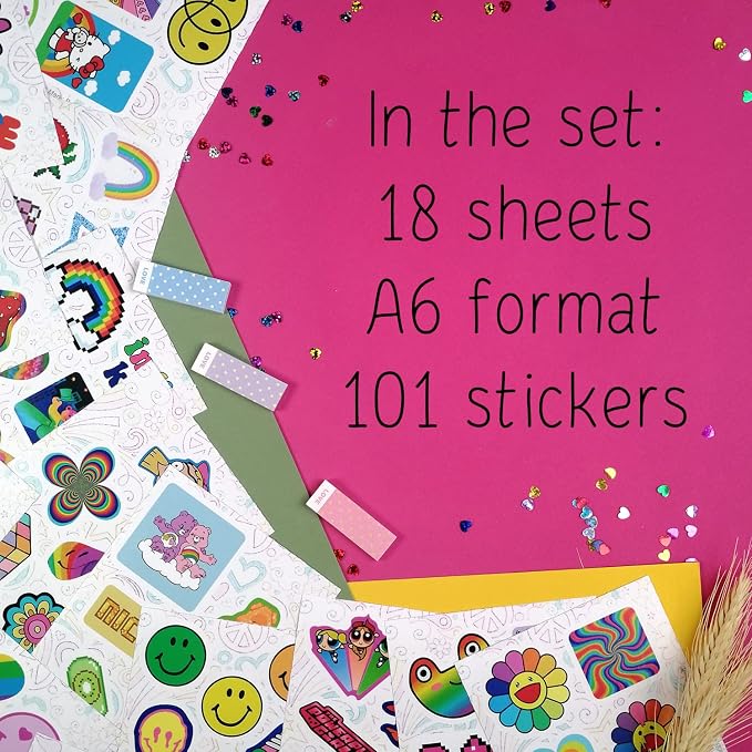 BulbaCraft BulbaCraft 100Pcs Indie Stickers Aesthetic, Kidcore Stickers, 90s & 2000s Laptop Decals, Y2K Decals, Indie Stuff, Gifts for Women & Men