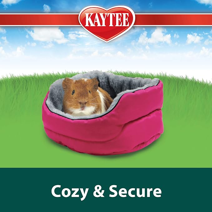 Kaytee Super Sleeper Cuddle-E-Cup Bed for Guinea Pigs, Chinchilla | Cozy cage comfort. Small animal bed with padded faux fur. Machine washable, cage straps, padded floor