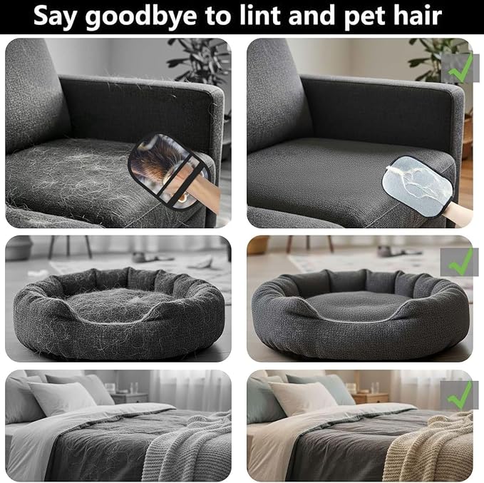 Pet Hair Removal Glove for Dogs Cats, Upgraded Reusable Electrostatic Pet Hair Glove, Magic Brush Pet Hair Remover Tool Hairy Ferret Grooming Gloves for Clothing, Couch, Carpet, Car Seat