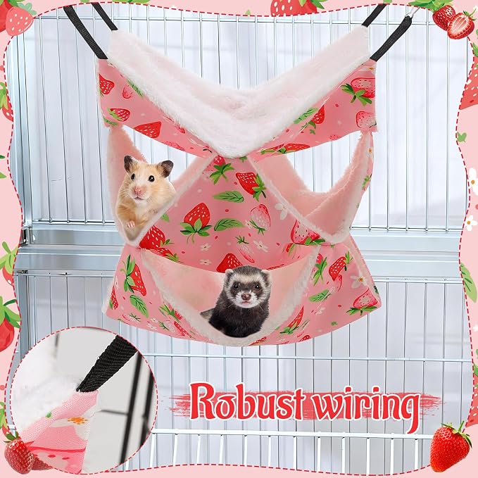 2 Pcs Guinea Pig Ferret Hammock Set, 3 Tier Hammock, Tunnel Bed | Small Animal Cage Accessories , Easy Installation, Suitable for Hamster Sugar Guinea Pig Ferret Squirrel Chinchilla