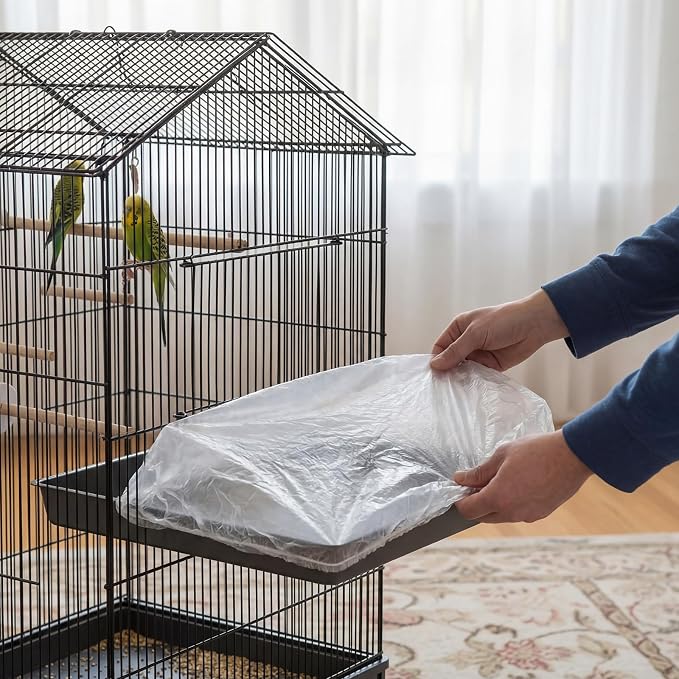 100 Pcs Disposable Bird Cage Liners Bags Accessories,Small Style | Clear Plastic Parakeet Liner Bags, Universal Birdcage Liner Bags for Parakeets, Parrots, Finches, Canaries, Cockatiels