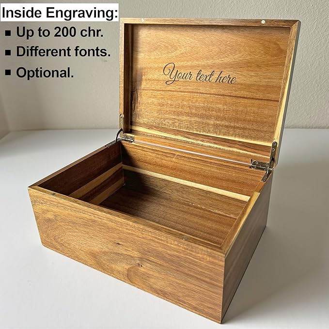 Wedding Keepsake Box - Personalized Couple Gift, Custom Gift for Wedding Anniversary, Wooden Memory Boxes for Love Letters, Cards, Engagement Time Capsule, Unique Gift for Parents 11x8x4.75 in