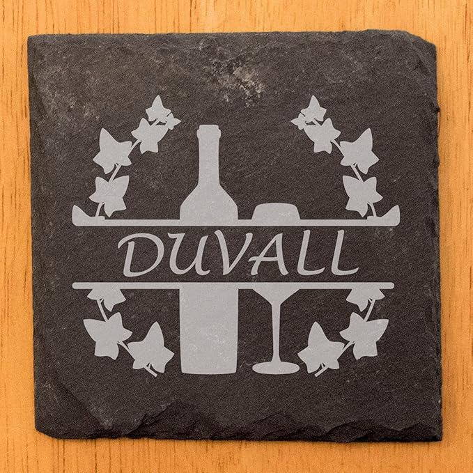 Vine & Glass: Personalized Slate Coasters for Wine Lovers - Square Slate - Set of 5