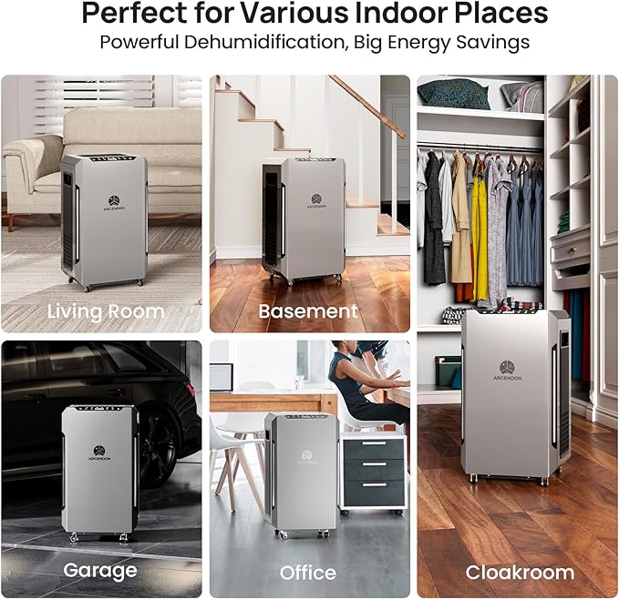ARGENDON 70 PPD Energy Star Dehumidifier for Basement, Commercial Dehumidifier with Pump and Drain Hose - High-Capacity Moisture and Humidity Control for Homes, Industrial Use, and Large Space