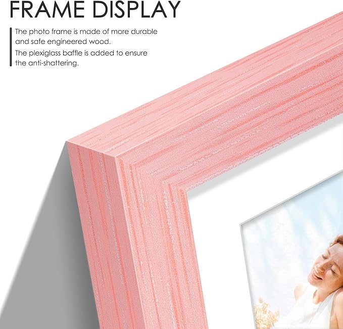 11x14 Collage Picture Frame 4x6 Collage Picture Frame Displays Five 4x6 inch Photos or 11x14 (Without Mat) Wall Decor Wall Hanging or Tabletop Pink