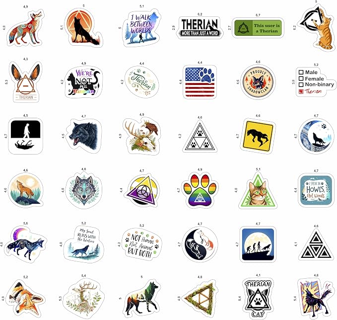 100Pcs Therian Stickers for Water Botttle, Laptop - Therian Gifts, Party Supplies - Gift for Women & Men