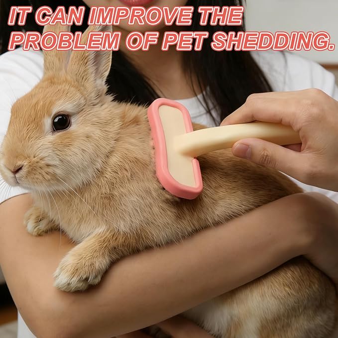 2Pcs Rabbit Brush Soft Bunny Grooming, Soft Silicone Small Animal Massage Comb, Practical Brush Bunny Grooming Kit Supplies Suitable for Cats Puppies & Other Pets