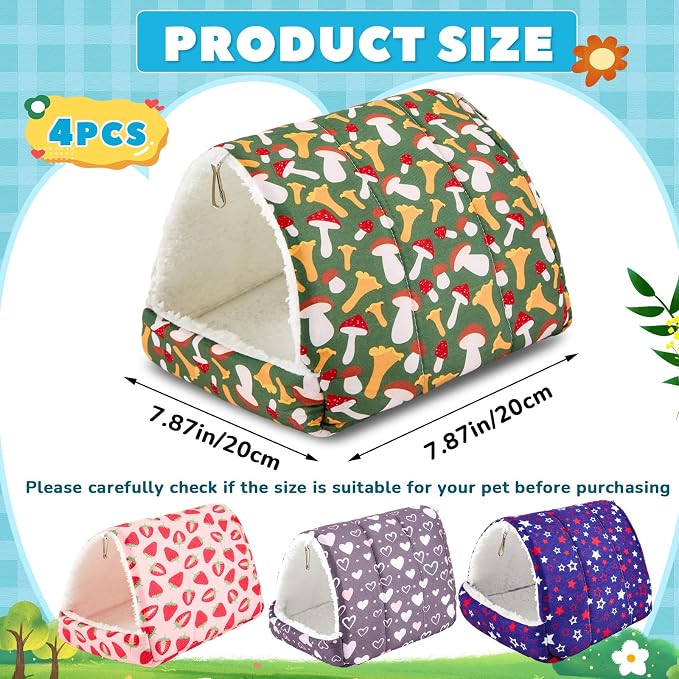 Cinnvoice Guinea Pig Hideout Bed Washable House Cage, Classic, 7.9 in | Soft Tunnel for Hamster Rabbit Bunny Chinchillas Hedgehog Mice Rat, Cozy Hideaway Habitat Accessories, Removable Cushion Pad