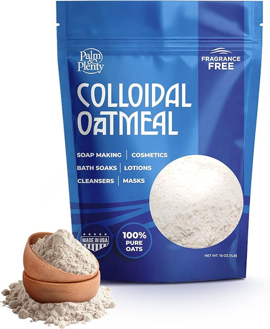 100% Colloidal Oatmeal - Unscented, Ideal for DIY Bath Products, Skincare, Cosmetics, Natural Oatmeal Bath for Itching Adults, Soothing Agent for Itchy, Irritated Skin, 16oz