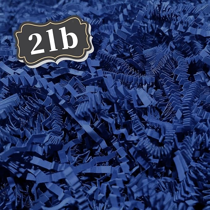 ZEBMOON 2 LB Navy Blue Crinkle Cut Paper Shred Filler Great for Gift Wrapping, Basket Filling, Birthday, Wedding, Halloween, Thanksgiving, New Year Party Decorations Filling Supplies