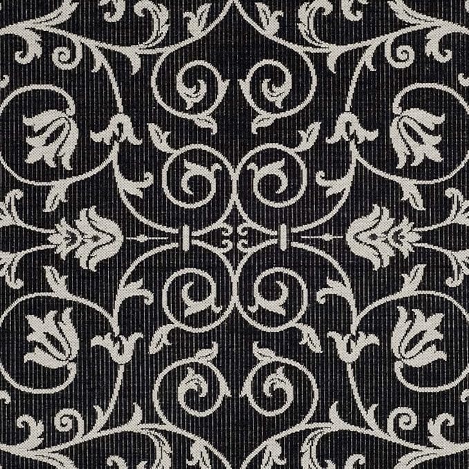 SAFAVIEH Washable Rug Outdoor Courtyard Collection - 5'3" Square, Black & Sand, Non-Shedding & Easy Cleaning, Ideal for Patio, Backyard, Mudroom (CY2098-3908)