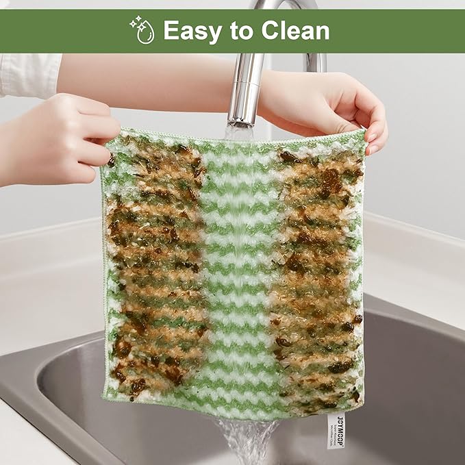 JOYMOOP Microfiber Cleaning Cloths – 18 Pack, 10" x 10", Green – Reusable, Lint-Free, Super Absorbent Towels for Kitchen, Car, and Household Cleaning