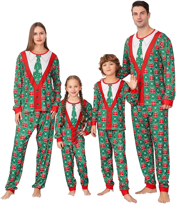 PYAEAS Matching Family Pajamas Sets Christmas PJ's Jammies Holiday Sleepwear Loungewear for Adult Women Men Xmas Outfits