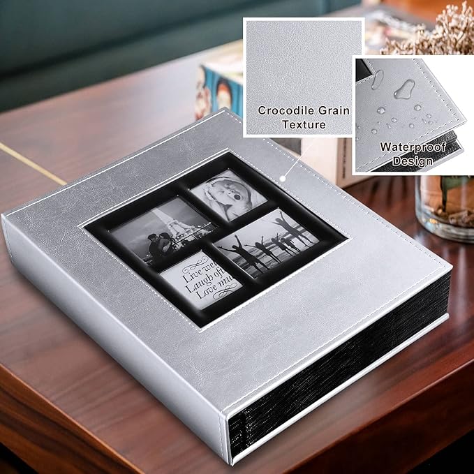 Ywlake Photo Album 4x6 600 Pockets Photos, Extra Large Capacity Family Wedding Picture Albums Holds 600 Horizontal and Vertical Photos Silver