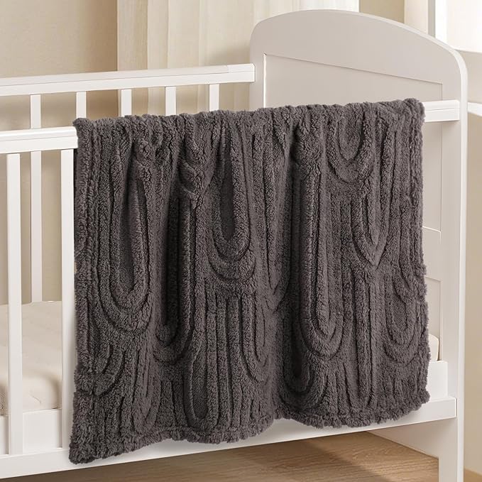 Ultra Soft Fleece Baby Blanket,Swaddle & Receiving Blankets for Newborn Infant, Lightweight Breathable Nursery Nap Blanket for Crib Stroller, for Boys & Girls Rainbow 30"x40" Gray