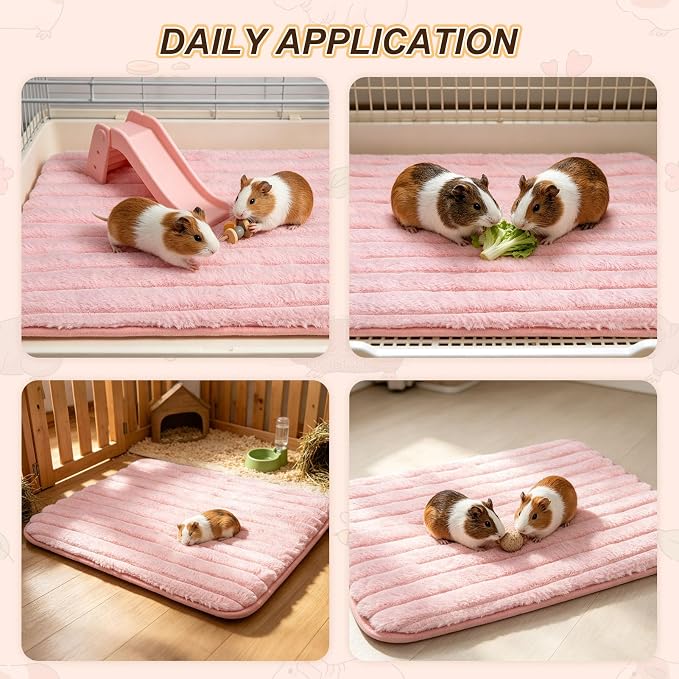 BEAUTYZOO 2Pack Guinea Pig Cage Liners, Washable Fleece Cage Bedding 16x24 | Super Absorbent,Leakproof 3-Layer, Non-Slip Backing, Soft Fleece Surface,for Small Animals Rabbit Hamster Rat, 2Pack 16"x24"