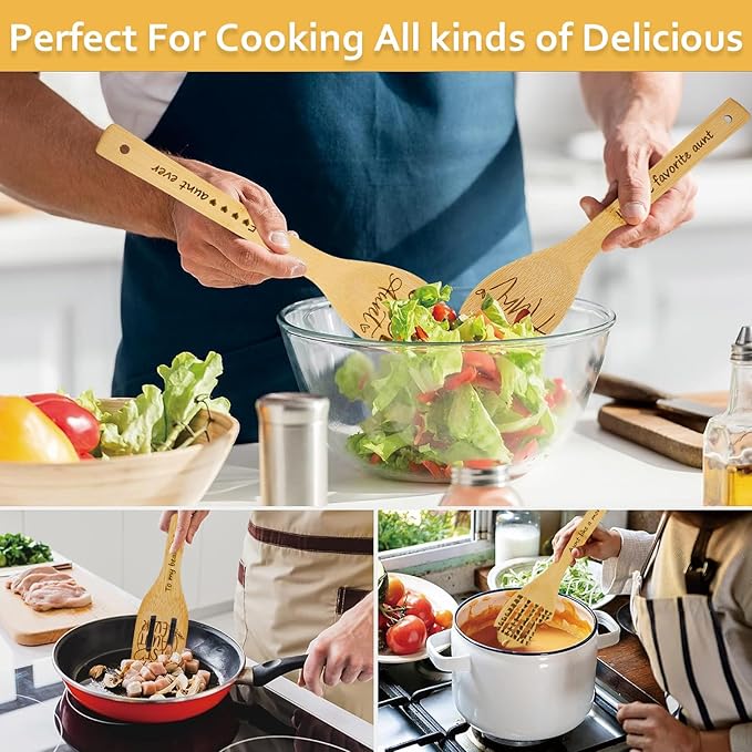 Aunt Gifts,Gifts for Aunt from Niece & Nephew,Best Aunt Ever Gifts,Birthday Gifts for Aunt,Great Aunt Gifts,Kitchen Gifts for Aunt Unique,Gifts for New Aunt,To Be Aunt,5PCS Aunt Wooden Cooking Spoons