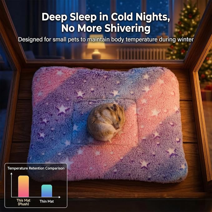 RAINFLOW 2 Pack Guinea Pig Beds - Small Animal Soft Fleece Mats,Pink & Blue | Guinea Pig Bed, Foldable Pet Mat & Plush Pad for Rabbit, Hamster, Squirrel, Hedgehog, Chinchilla, Ferret, Indoor Cage Use
