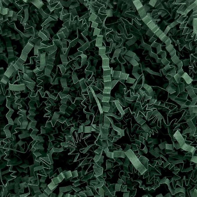 2 LB Dark Green A Crinkle Cut Paper Shred Filler Great for Gift Wrapping, Basket Filling, Birthday, Wedding, Halloween, Thanksgiving, Christmas Day, New Year Party Decorations Filling Supplies