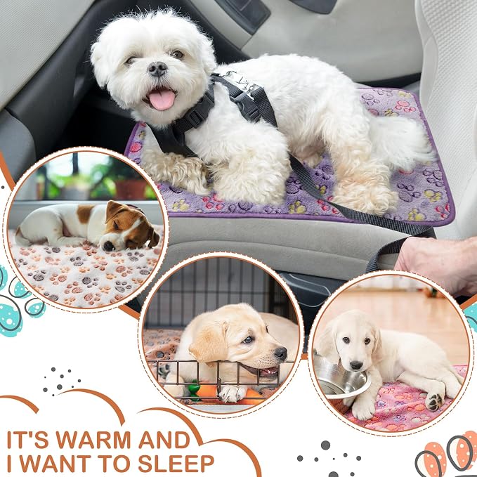 Tudomro 8 Pcs Guinea Pig Fleece Cage Liners, Paw, 16 x 24 Inch | Washable Reusable Small Animal Bedding, Absorbent Blankets for Ferret Chinchilla, Soft Fleece Mat Pads Protect Furniture