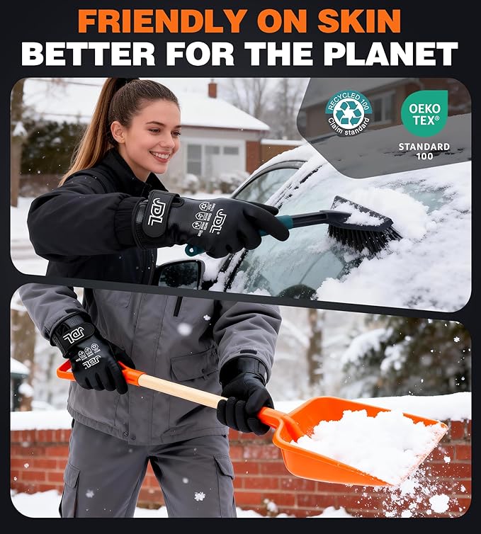 JDL 100% Waterproof Winter Work Gloves for Men & Women, Thermal Insulated Freezer Gloves for Cold Weather, Super Grip Palm