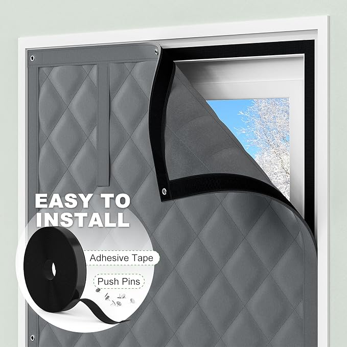 Thermal Window Cover for Winter,2PCS 38" X 62" Window Insulation Kit, Oxford Cloth Cotton Layer Window Covers for Winter to Keep Heat, Window Insulation for Winter Fits Up to 3 x 5 Ft Window