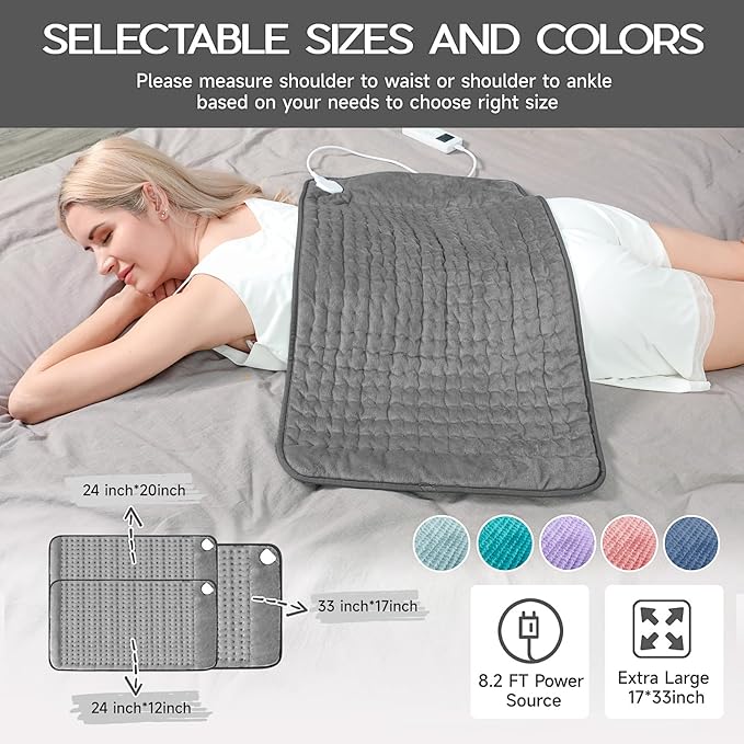 Heating Pad for Period Cramps, Heating Pad for Back/Neck/Shoulder Muscle Pain, 6 Heating & 4 Timer Setting, Birthday Christmas Gifts for Women Mom