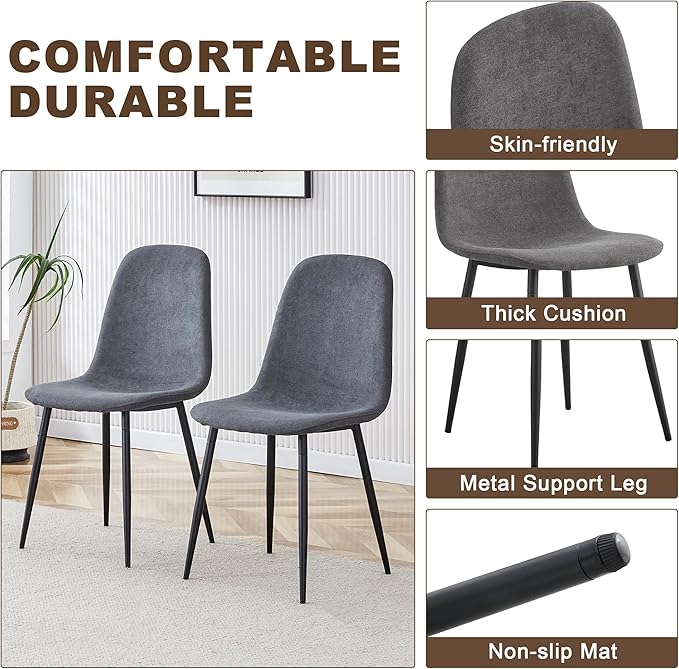Dining Table Set for 6, Modern 71'' Dark Wood Dining Table and Fabric Dining Chairs Set of 6,Table and Chairs Set of 6,Ideal for Kitchen Dining Room