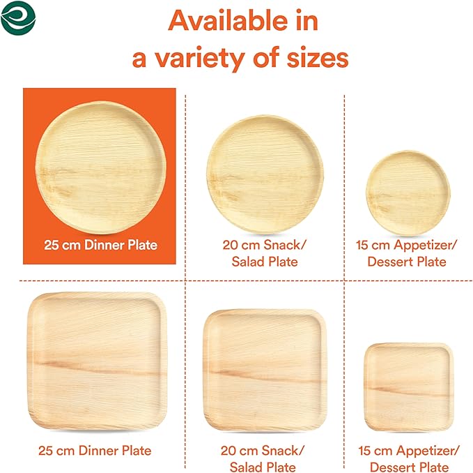 ECO SOUL Compostable 10 Inch Palm Leaf Round Plates (100 Count) Like Bamboo Plates | Biodegradable | Eco-Friendly, Microwave & Oven Safe