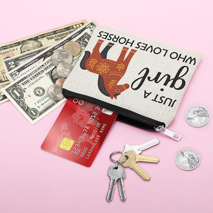 Horses Themed Gift Coin Purse for Horse Lover Horse Present for Friend Sister Coworker Her Coin Pouch Animal Lover Present for Coworker Daughter Teen Christmas Birthday Gifts Zipper Change Pouch
